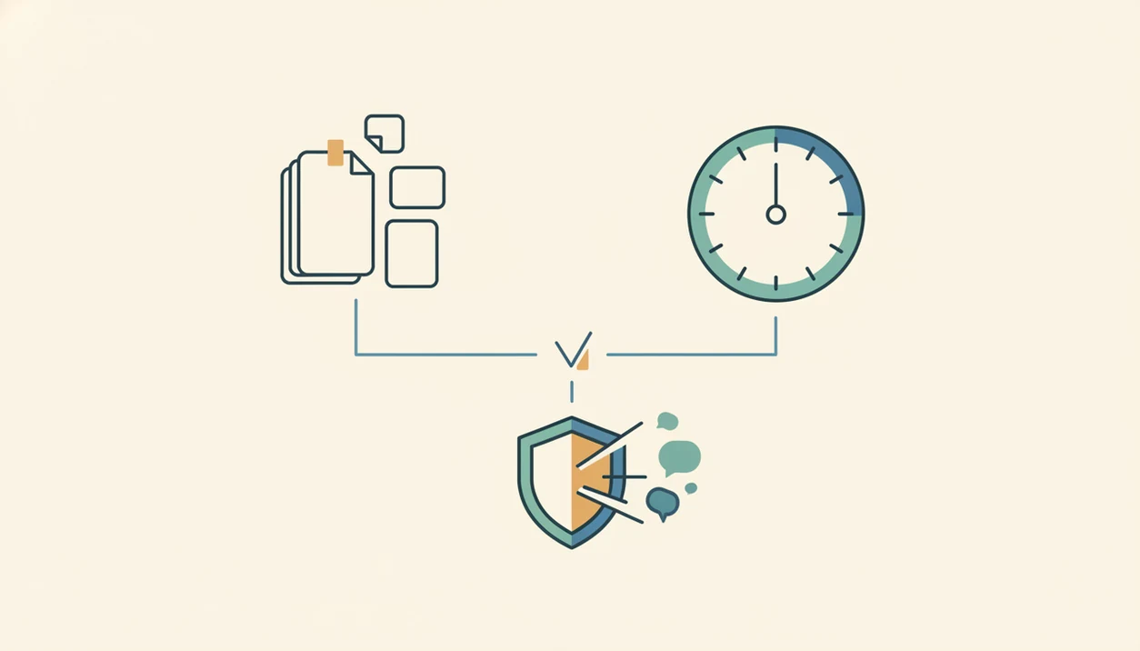 An illustration shows task cards, a focus timer, and a blocker shield working together.